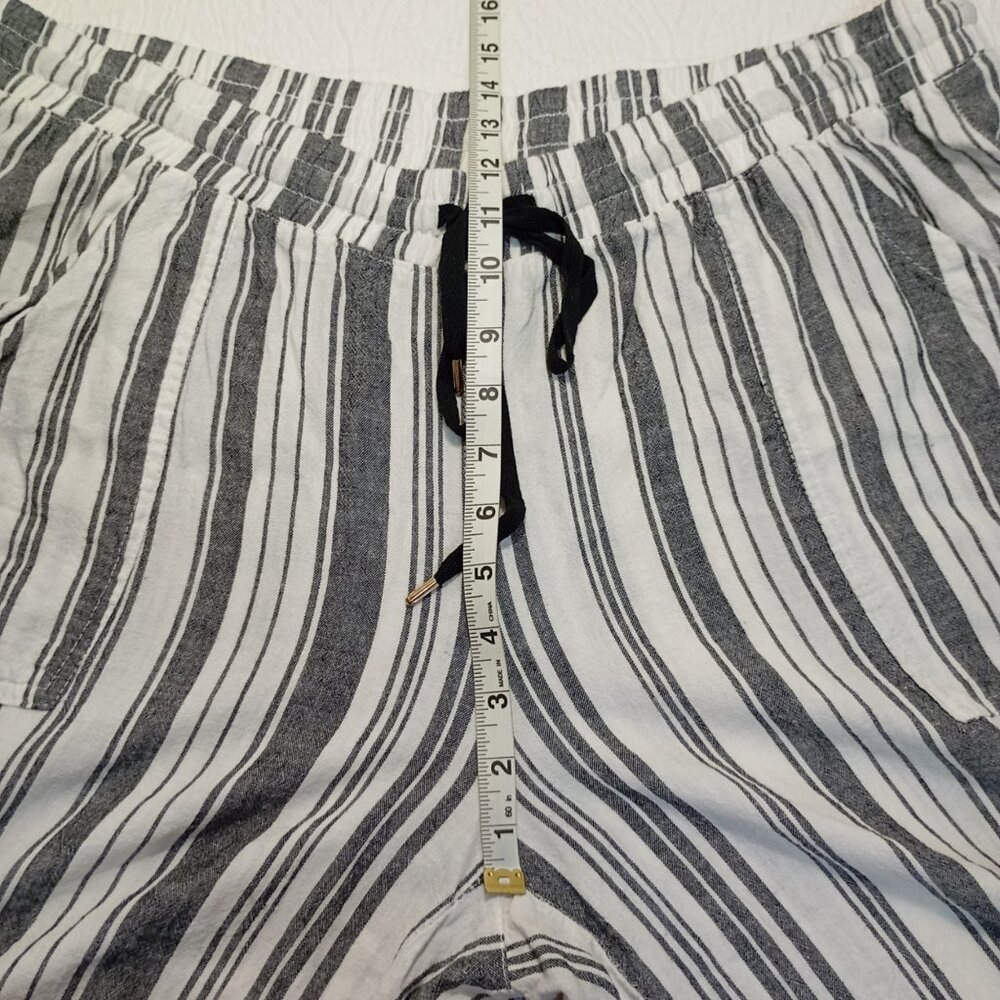 Land N Sea Cropped Pants Linen Blend  Size 2X Striped Drawstring Waist Women’s - Picture 6 of 8